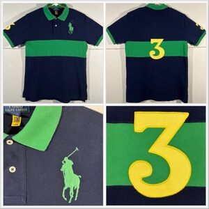 Polo Ralph Lauren Big Pony 3 Cotton Mesh Polo Shirt Color Block Shirts Boys Sz L